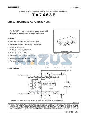 TA7688 datasheet - STEREO HEADPHONE AMPLIFIER (3V USE)