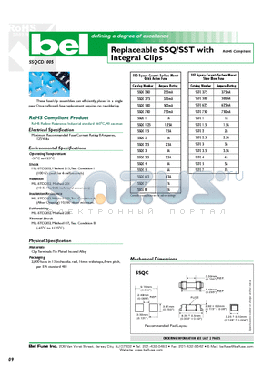 SSQC1.25 datasheet - Replaceable SSQ/SST with Integral Clips