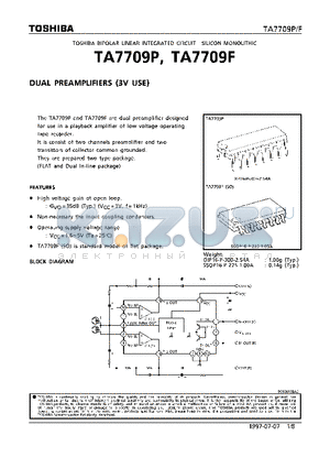 TA7709P datasheet - DUAL PREAMPLIFIER (3V USE)