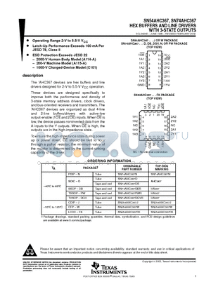 SN74AHC367DB datasheet - HEX BUFFERS AND LINE DRIVERS WITH 3-STATE OUTPUTS