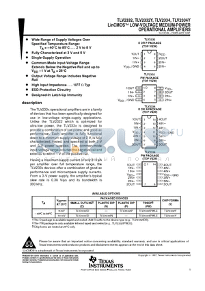 TLV2332 datasheet - LinCMOSE LOW-VOLTAGE MEDIUM-POWER OPERATIONAL AMPLIFIERS