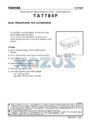 TA7784P datasheet - DUAL PREAMPLIFIER FOR AUTOREVERSE