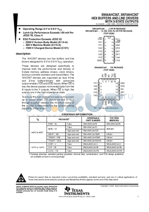 SN74AHC367DRE4 datasheet - HEX BUFFERS AND LINE DRIVERS WITH 3-STATE OUTPUTS