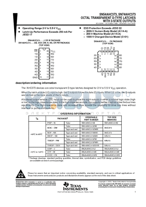 SN74AHC373DBRG4 datasheet - OCTAL TRANSPARENT D-TYPE LATCHES WITH 3-STATE OUTPUTS