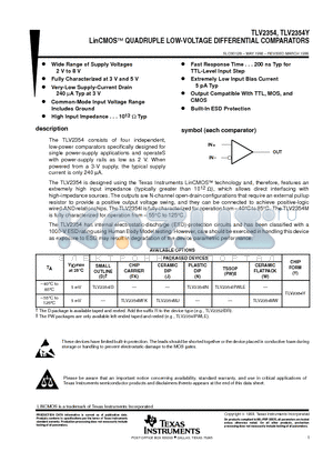 TLV2354IN datasheet - LinCMOSE QUADRUPLE LOW-VOLTAGE DIFFERENTIAL COMPARATORS