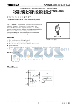 TA78DL08AS datasheet - Three-Terminal Low Dropout Voltage Regulator