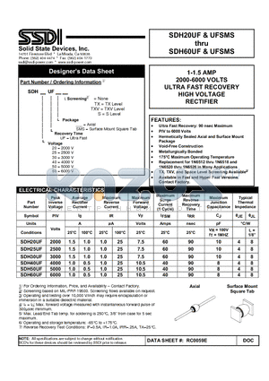 SDH25UF datasheet - ULTRA FAST RECOVERY HIGH VOLTAGE RECTIFIER