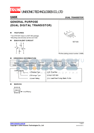 UA6K-AL6-R datasheet - GENERAL PURPOSE DUAL DIGITAL TRANSISTOR)