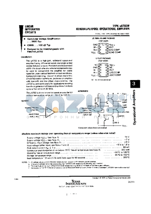 UA702JG datasheet - GENERAL-PURPOSE OPERATIONAL AMPLIFIER