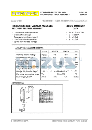 SDH7.5K datasheet - STANDARD RECOVERY HIGH VOLTAGE RECTIFIER ASSEMBLY