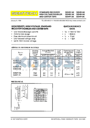 SDHD15K datasheet - STANDARD RECOVERY HIGH VOLTAGE DOUBLER AND CENTER TAPS