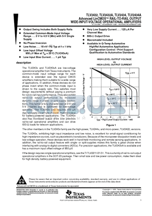 TLV2432MJG datasheet - Advanced LinCMOSE RAIL-TO-RAIL OUTPUT WIDE-INPUT-VOLTAGE OPERATIONAL AMPLIFIERS