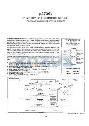 UA7391PC datasheet - DC MOTOR SPEED CONTROL CIRCUIT