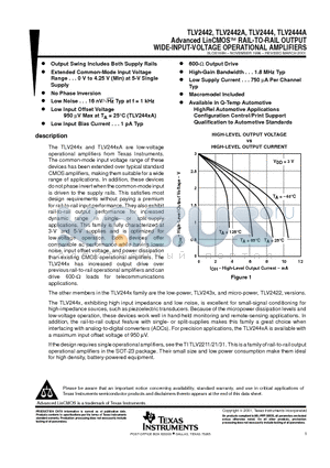 TLV2442AIPWG4 datasheet - Advanced LinCMOS RAIL-TO-RAIL OUTPUT WIDE-INPUT-VOLTAGE OPERATIONAL AMPLIFIERS