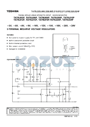 TA79L005P datasheet - 3-TERMINAL NEGATIVE VOLTAGE REGULATORS