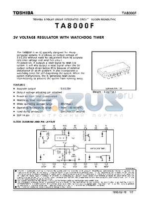 TA8000 datasheet - 5V VOLTAGE REGULATOR WITH WATCHDOG TIMER