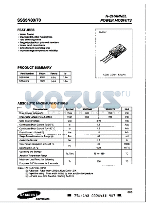 SSS3N70 datasheet - N-CHANNEL POWER MOSFETS