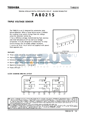 TA8021S datasheet - TRIPLE VOLTAGE SENSOR