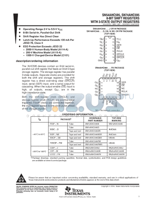 SN74AHC595D datasheet - 8-BIT SHIFT REGISTERS WITH 3-STATE OUTPUT REGISTERS