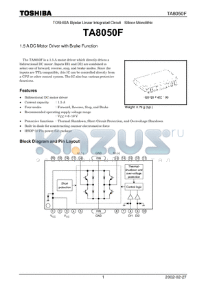 TA8050F datasheet - TOSHIBA Bipolar Linear Integrated Circuit Silicon Monolithic