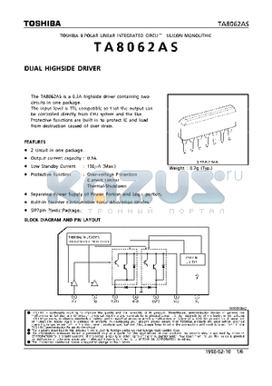 TA8062AS datasheet - DUAL HIGHSIDE DRIVER