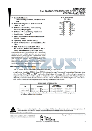 SN74AHC74MDREP datasheet - DUAL POSITIVE-EDGE-TRIGGERED D-TYPE FLIP-FLOP WITH CLEAR AND PRESET