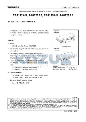 TA8122AF datasheet - 3V AV/FM 1CHIP TUNER IC