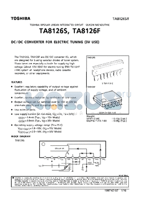 TA8126S datasheet - DC/DC CONVERTER FOR ELECTRIC TUNING (3V USE)