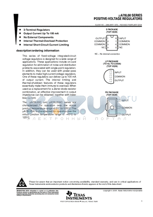 UA78L00_08 datasheet - POSITIVE-VOLTAGE REGULATORS