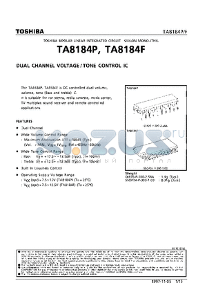 TA8184 datasheet - DUAL CHANNEL VOLTAGE/TONE CONTROL IC