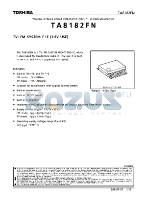 TA8182 datasheet - TV/FM SYSTEM F/E (1.5V USE)