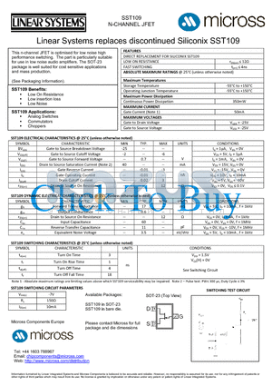 SST109_SOT-23 datasheet - N-CHANNEL JFET