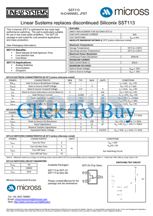 SST113_SOT-23 datasheet - N-CHANNEL JFET