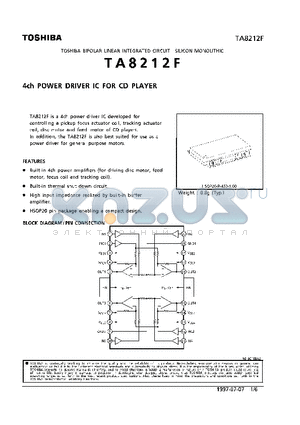 TA8212F datasheet - 4CH POWER DRIVER IC FOR CD PLAYER