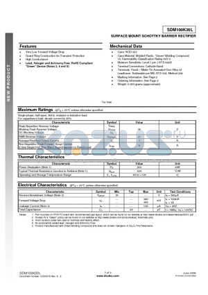 SDM100K30L datasheet - SURFACE MOUNT SCHOTTKY BARRIER RECTIFIER