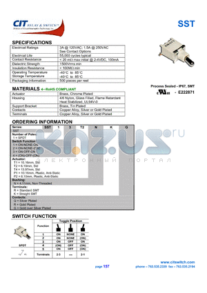 SST124 datasheet - CIT SWITCH