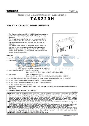 TA8220H datasheet - 30W BTL x 2CH AUDIO POWER AMPLIFIER
