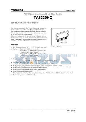 TA8220HQ datasheet - 30W BTL  2ch Audio Power Amplifier