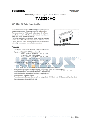 TA8220HQ_06 datasheet - 30W BTL  2ch Audio Power Amplifier