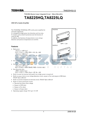 TA8225LQ datasheet - 45W BTL Audio Amplifier