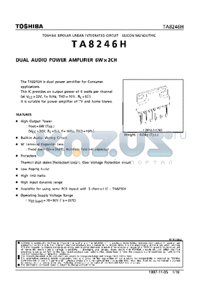 TA8246H datasheet - DUAL AUDIO POWER AMPLIFIER 6W x 2CH