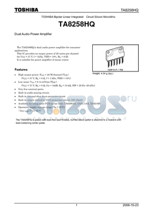 TA8258HQ_06 datasheet - Dual Audio Power Amplifier