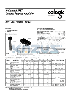 SST201 datasheet - N-Channel JFET General Purpose Amplifier