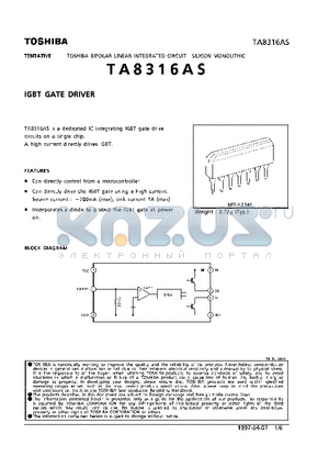 TA8316AS datasheet - IGBT GATE DRIVER