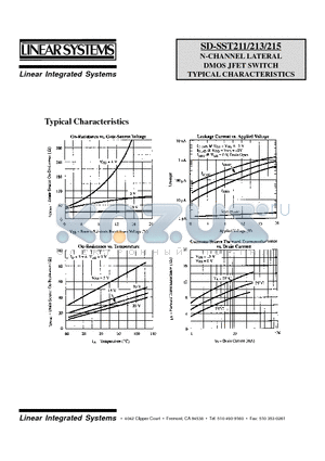 SST211 datasheet - N-CHANNEL LATERAL DMOS JFET SWITCH TYPICAL CHARACTERISTICS