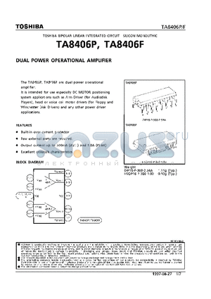 TA8406P datasheet - DUAL POWER OPERATIONAL AMPLIFIER