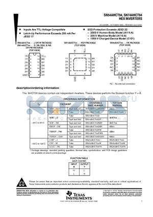 SN74AHCT04DG4 datasheet - HEX INVERTERS