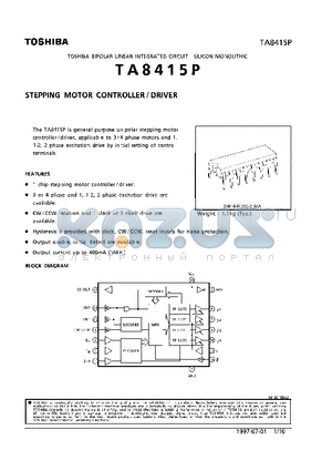 TA8415P datasheet - STEPPING MOTOR CONTROLLER/DRIVER