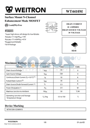 SDM4410 datasheet - Surface Mount N-Channel Enhancement Mode MOSFET