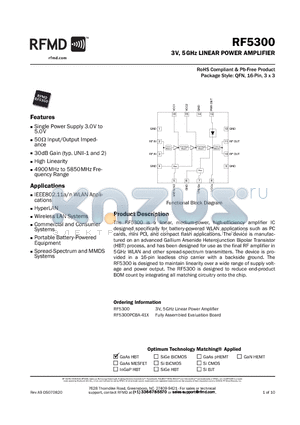 RF5300PCBA-41X datasheet - 3V, 5GHz LINEAR POWER AMPLIFIER